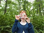 A girl holding a dna model