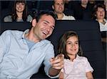 Father and daughter watching a movie