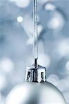 Silver Christmas ornament, close-up, cropped