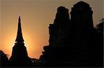 Ancient Structures at Sunset, Ayutthaya, Thailand