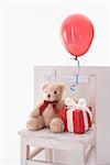 Teddy Bear with Balloon and Present