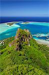 Overview of Lagoon, Mount Teurafaatiu, Maupiti, French Polynesia