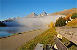 Brume sur le lac St Moritz, Suisse