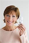 Woman with Energy Efficient Lightbulb