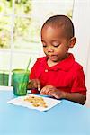 Boy with Juice and Cookies