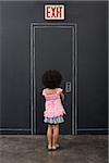 Rear view of a girl and a door
