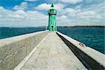 Lighthouse at end of sea wall, Camaret-sur-Mer, Brittany, France