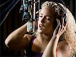 woman in a recording studio