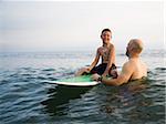 Father and son at the beach.