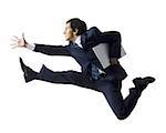 businessman jumping in the air