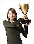 woman with a trophy