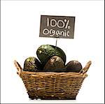 organic avocadoes in a basket