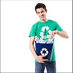 young man in a recycling t-shirt