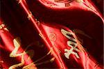 Detail of red Chinese silk fabric