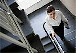 Woman walking up stairs