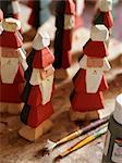 Hand-Painted Wooden Santa Figurines