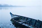 Canoe in Morning Mist at Sras Srang, Angkor, Cambodia