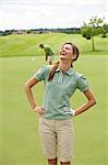 Woman on the Golf Course Laughing, Burlington, Ontario, Canada