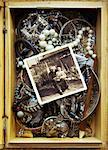 Jewelry Box and Old Black and White Photograph of Grandmother and Baby