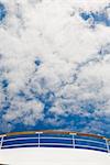 Sky and Clouds above Railing of Cruise Ship