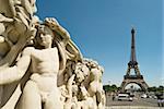 Statue and eiffel tower