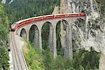 Train and Landwasser Viaduct, Filisur, Albula, Graubunden, Switzerland