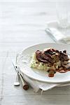 Steak with Sauteed Mushrooms on Mashed Potatoes