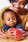 Mother and Son Eating an Apple