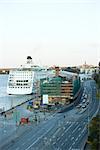 Sweden, Stockholm. construction site along harbor