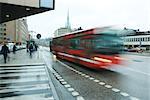 Sweden, Stockholm, bus in blurred motion