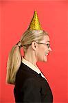 Businesswoman Wearing Party Hat