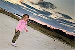 Girl on Beach at Sunset