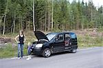 Mother and Daughter with Car Trouble