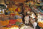 Fruit and basketware stalls in the market, Karachi, Pakistan