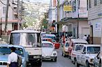 Traffic in town street, Montego Bay, Jamaica, West Indies, Caribbean, Central America