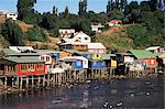 Palafitos, Castro, l'île de Chiloé, au Chili, en Amérique du Sud