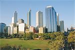 Espalanade and city skyline from the Belltower, Perth, Western Australia, Australia