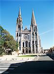Avant de l'Ouest, la cathédrale Notre Dame, patrimoine mondial de l'UNESCO, Chartres, Val de Loire, Centre, France, Europe