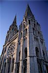 Das äußere der christlichen Kathedrale Chartres, UNESCO Weltkulturerbe, Eure et Loir, Centre, Frankreich, Europa