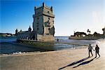 La tour de Belem du XVIème siècle (Torre de Belém, dessiné par Francisco Arruda), patrimoine mondial UNESCO, à côté du fleuve Tejo, Belém, Lisbonne, Portugal, Europe