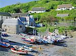 Boats on the beach, Cadgwith, Cornwall, England, United Kingdom, Europe