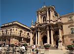 The Baroque facade of the Duomo, Syracuse, Sicily, Italy, Europe