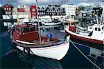 Boats in harbour, Torshavn (Thorshavn), Stremoy, Faeroe Islands, Denmark, Europe, North Atlantic