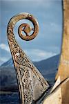Detail of the replica of a 9th century AD Viking ship, Oseberg, Norway, Scandinavia, Europe