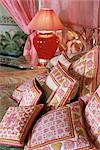 Kissen, die Shiv Niwas Palace Hotel, Udaipur, Bundesstaat Rajasthan, Indien, Asien