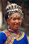 Portrait of a Miao woman with silver headdress, Duyuu, Guizhou Province, China