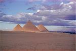 Pyramid of Menkewre (left), pyramid of Chephren (centre), pyramid of Cheops (right), Giza, Egypt, North Africa, Africa