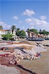 Filets de pêche, ville de Mindelo, l'île de Sao Vicente, îles du Cap-vert, Afrique, Atlantique