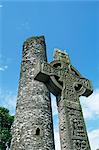 Tour Ouest grande croix et le Xe siècle, Monasterboice, comté de Louth, Leinster, République d'Irlande (Eire), Europe