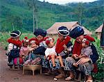 Group of Yao women and children, Thailand, Southeast Asia, Asia